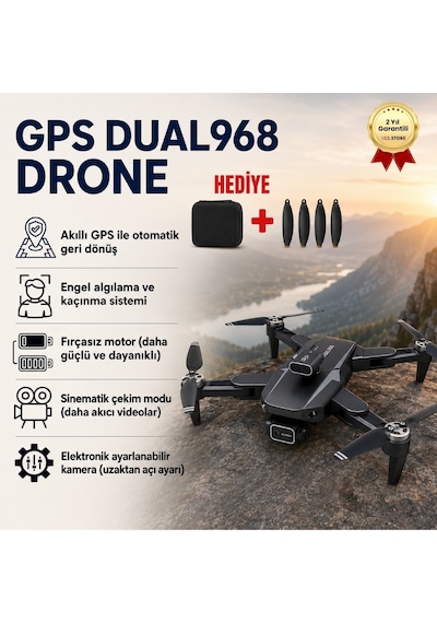 Dual Kamera Engel Aşabilen Çift Kameralı Drone – Yüksek Çözünürlüklü Havadan Görüntüleme Uzun Uçuş Kumandalı Mobil Uygulama