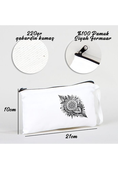 Tattoo Bez Kalemlik Çanta 21x10 Cm Beyaz - No.04 Beyaz - Siyah