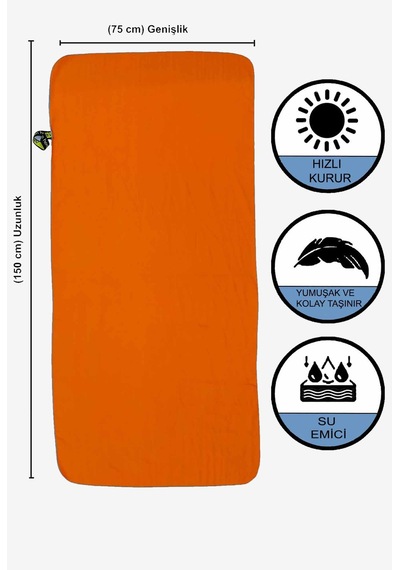Vevien Home Mikrofiber Havlu - L Boy - 75 X 150 Cm - Plaj Havlusu Turuncu