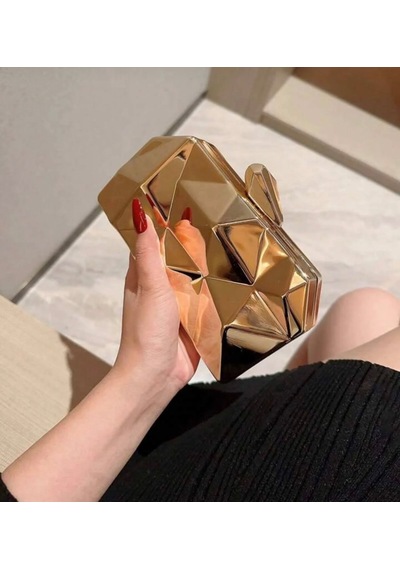 Öznora Zikzak Model Zincir Askılı Şık Abiye Çanta Altın
