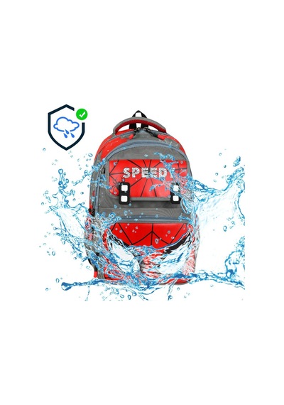 Speedy İlkokul Çantası 3'lü Set 40 30 Cm Beslenme Çantası Kalem Kutusu Ortopedik Örümcek Adam Gri