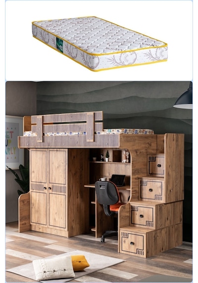 Ranza, Natural Ranza Çalışma Masası Dolap 1 Adet Comfortyatak 90 X 190 CM