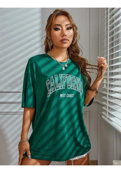 Noıssey Yeşil California Baskılı Oversize Unisex
