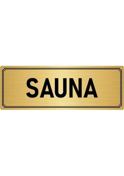 Metal Yönlendirme Levhası, Departman Kapı İsimliği Sauna 10x20 cm Altın Renk