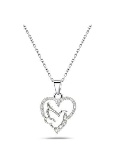 Brezza Lusso Jewelry  925 Ayar Gümüş Kuş Modelli Kalp Kadın Kolye 45 CM 45 CM