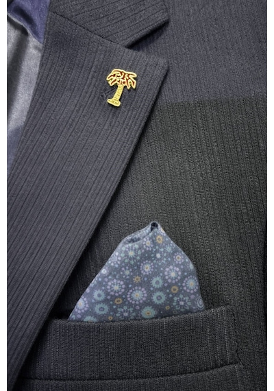 Plus Scorpion Erkek Kendinden Örmeli Çift Düğmeli Blazer Ceket Tek Yırtmaçlı, Modern Klasik Kesim Antrasit