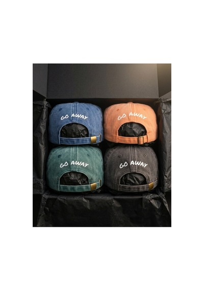 Emybox Krem Unisex Arkası Baskılı Yıkamalı Pamuk Şapka -arkası Yazılı Ayarlanabilir Eskitme Vintage Kep Bej