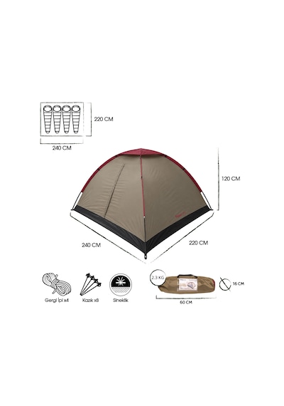 Freelife Monodome First 4 Kişilik Çadır-kahverengi