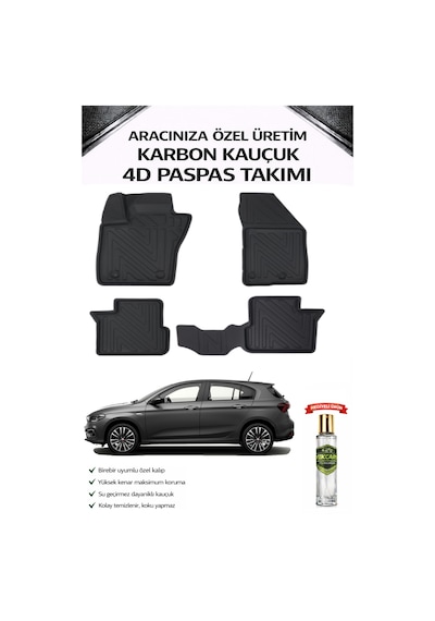 Fiat Egea Hatchback 2015 Model Aracınıza Özel Karbon Kauçuk Paspas Takımı