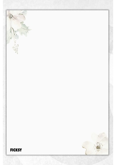 A5 Çiçek Bloknot Çizgisiz Defter - 50 Yaprak - Memopad - Notepad - Not Defteri - Not Kağıdı Beyaz Beyaz