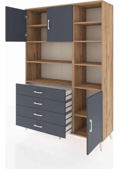 Hyperion Dolap 9 Raflı 4 Çekmeceli 3 Kapaklı 132x44x195 Çam-antrasit/antrasit Antrasıt/antrasıt Hyperion Dolap 9 Raflı 4 Çekmeceli 3 Kapaklı 132x44x195 Çam-antrasit/antrasit Antrasıt/antrasıt