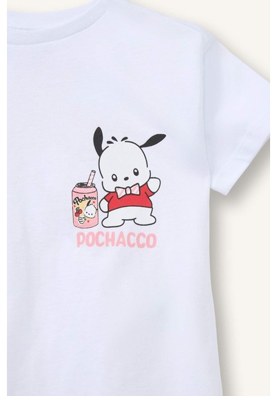 Defacto Pochacco Penye Kısa Kollu Tişört Kız Bebek H4861a526smwt34 Beyaz-wt34