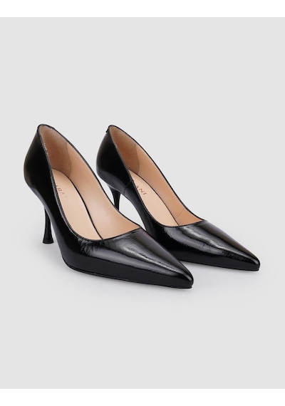 Cabani %100 Hakiki Deri Siyah Rugan Kadın Stiletto Siyah