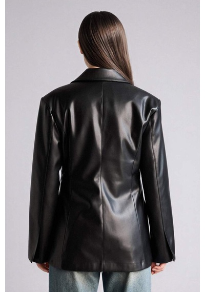 Defacto Fıtted Suni Deri Blazer Ceket G7819ax26spbk81 Siyah-bk81