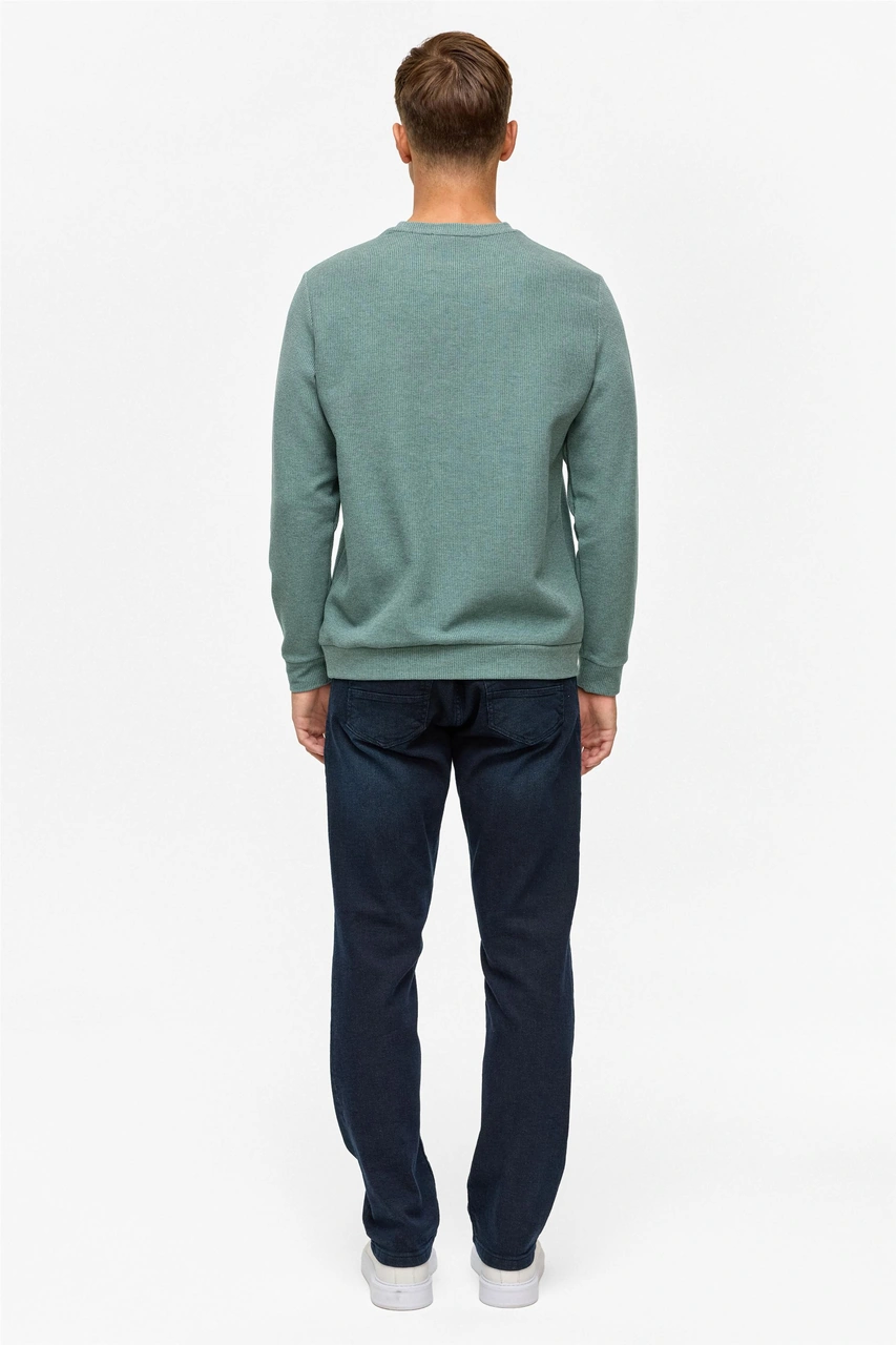 Süvari Haki Regular Düz Bisiklet Yaka Sweatshirt-38791 Haki