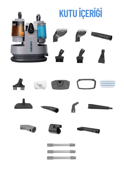 Mogotech Mg-201 Premium - Sesli Komutlu Buharlı Temizlik Makinesi Mop Başlıklı Halı & Koltuk Yıkama Makinesi