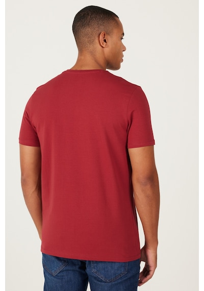 Erkek Bordo 360 Derece Her Yöne Esneyen Slim Fit Bisiklet Yaka Tişört Bordo