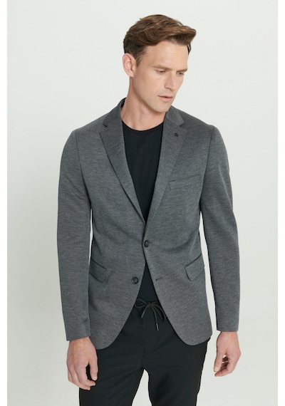 Ac&Co / Altınyıldız Classics Erkek Antrasıt 360 Her Yöne Esneyen Slim Fit Dar Kesim Mono Yaka Desenli Blazer Ceket Antrasıt Antrasit