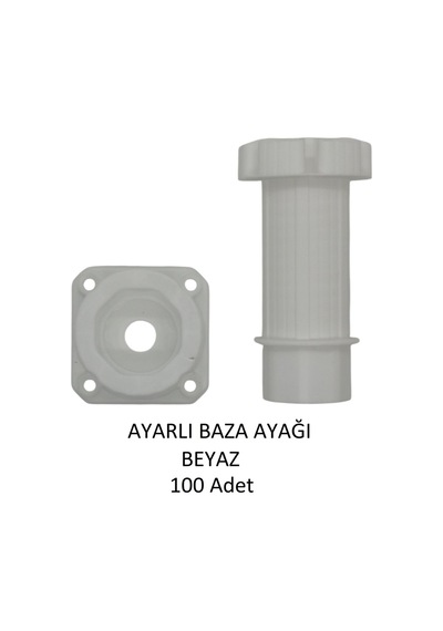 Ayarlanabilir Plastik Baza Ayağı 10-15 Cm, Beyaz, Çok Amaçlı Dolap Ayağı 100 Adet Beyaz