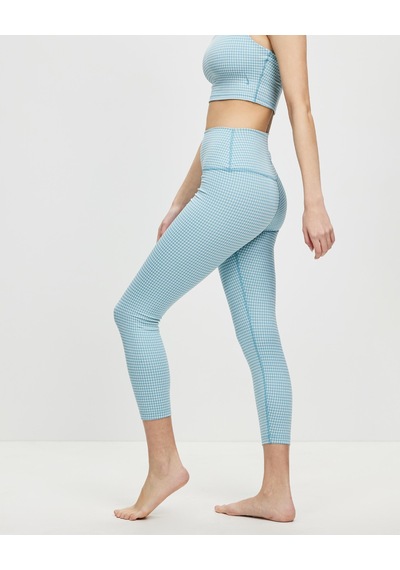 Nike Women's Dri-fıt Gingham Cropped Yoga Leggings Da1092-134 Kadın Spor Tayt Açık Mavi