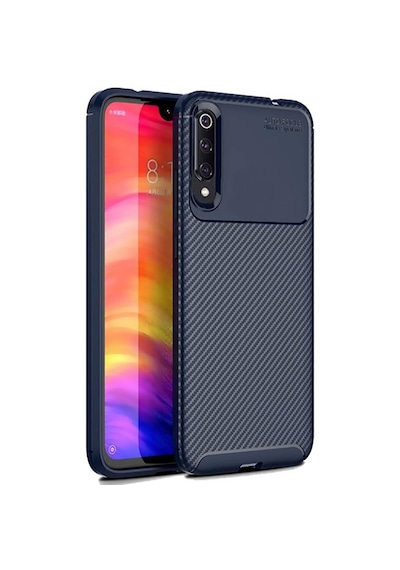Xiaomi Mi 9 Karbon Desenli Negro Silikon Kılıf Lacivert