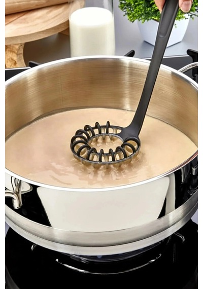 Yanmaz Yapışmaz Yüksek Isıya Dayanıklı Teflon Spiral Çırpıcı - Yumurta Çırpıcı 28 Cm Siyah