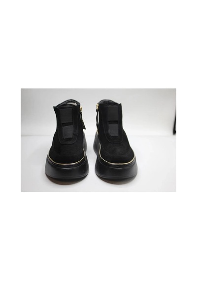 Kadın Hakiki Deri Günlük Sneaker Bot Siyah