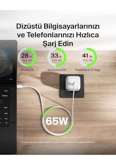 Belkin Usb-c Duvar Şarj Cihazı, 65w, Hızlı Şarj Bloku, Tip C Tele