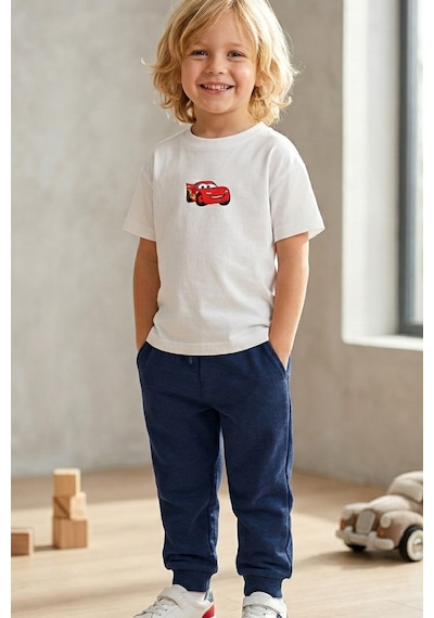 Erkek Çocuk Ekru Pamuklu Araba Baskılı T-shirt Ve Lacivert Eşofman 2'li Takım Ekru - Lacivert Erkek Çocuk Ekru Pamuklu Araba Baskılı T-shirt Ve Lacivert Eşofman 2'li Takım Ekru - Lacivert