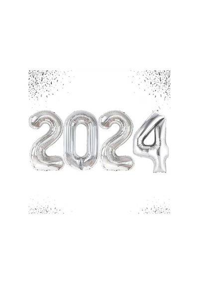 2024 Rakam Folyo Balon, Gümüş, 35 Cm, Kutlama Ve Davet İçin Şık Dekorasyon