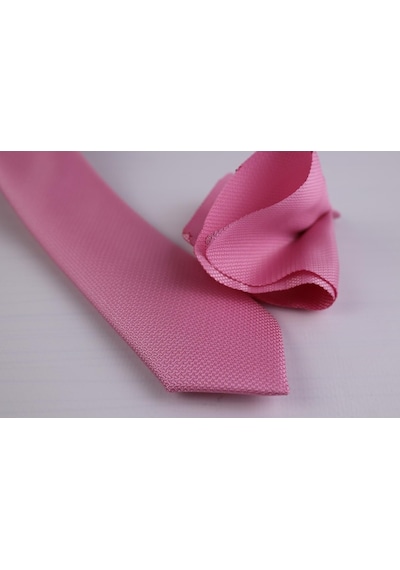 Demfashion Özel Desenli Kravat Mendil Seti - Pembe