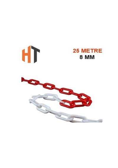 Plastik Zincir Kırmızı-beyaz Kalın 8mm 25 Metre