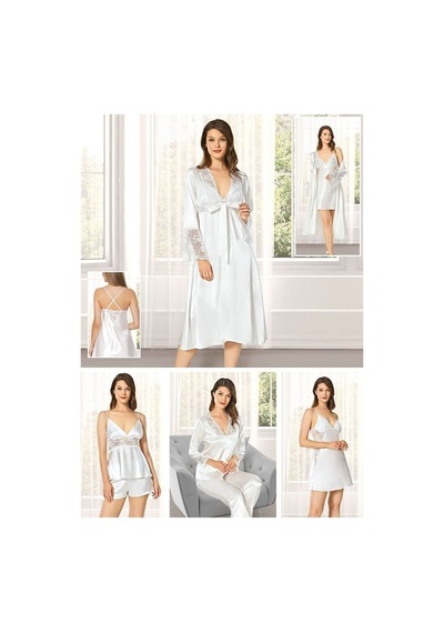 Alissa 8640 Kadın Çeyizlik Saten 6'lı Set-ekru Ekru
