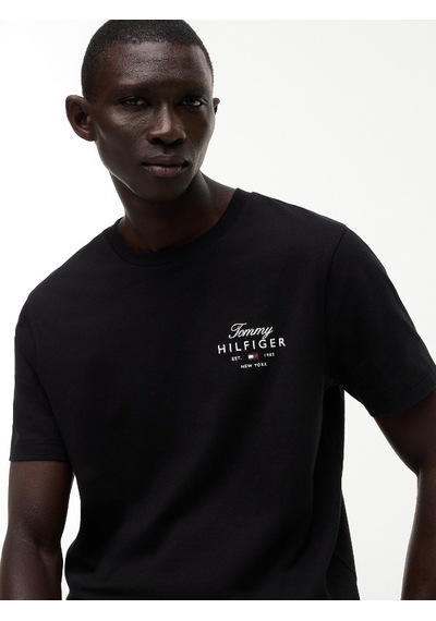 Tommy Hilfiger Scrıpt Stack Regular Tee Erkek Siyah T-shirt - Mw0mw43224