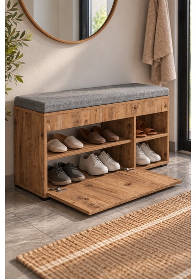 Sulorahome Minderli Ayakkabılık Ve Bench Dolap - Atlantik Çam