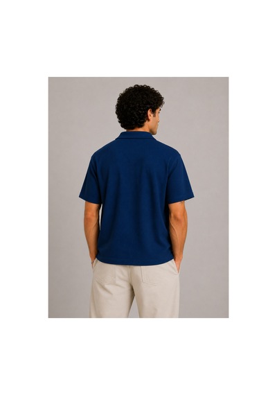 Parshey Regular Fit Fitilli Patlı Polo Yaka Erkek Tişört Premium Ottoman Kumaş Lacivert