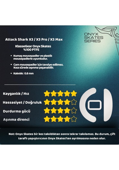 Klasse Onyx Mouse Skate Attack Shark X3 / X3 Pro / X3max -
