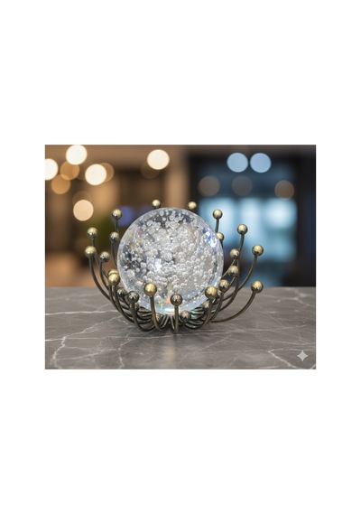 Chacha Home Dekoratif Metal Damlalı Cam Küre Bronz Obje