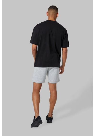 T-shirt - Lift Club Baskılı Oversize Bisiklet Yaka Kısa Kol Siyah Tişört Siyah