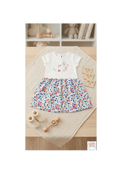 Ketbaby %100 Pamuklu Çiçek Desenli Yazlık Bebek Elbise 9 - 24 Ay Yazlık Konfor Serisi Mavi Mavi Ketbaby %100 Pamuklu Çiçek Desenli Yazlık Bebek Elbise 9 - 24 Ay Yazlık Konfor Serisi Mavi Mavi