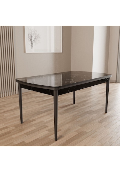 Merona Siyah Mermer 80x132 Sunta Ahşap Ayaklı Açılır Mutfak Masası, Yemek Masası, Salon Masası Siyah Mermer Merona Siyah Mermer 80x132 Sunta Ahşap Ayaklı Açılır Mutfak Masası, Yemek Masası, Salon Masası Siyah Mermer