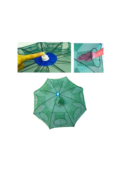 Şemsiye Balık Tuzağı 8 Göz Yengeç Kuş Balık Yakalama Tuzağı