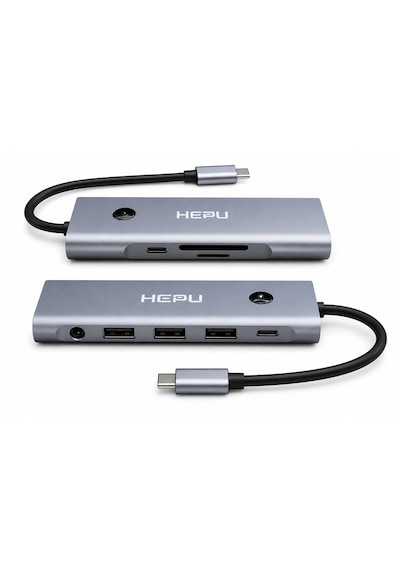 Hepu 9 İn 1 Alüminyum Type-c Hub Çoklayıcı - 4k 60hz Hdmı 100w Pd Şarj Ses Sd Kart Okuyucu