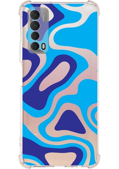 Huawei P Smart 2021 Köşe Korumalı Antişok Kapak Renkli Desen Tasarımlı Şeffaf Kılıf