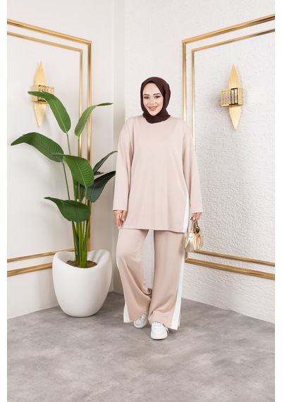 Hira Life Fashion Kadın Efsa Bej Bisiklet Yaka Yanı Şeritli Ve Pantolon Cepli Alt-üst İkili Takım Bej Bej Hira Life Fashion Kadın Efsa Bej Bisiklet Yaka Yanı Şeritli Ve Pantolon Cepli Alt-üst İkili Takım Bej Bej