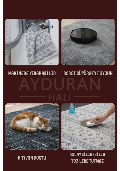 Modena İskandinav Yıkanabilir Şönil Saçaklı, Kaymaz Tabanlı Koridor Salon Oturma Çocuk Odası Halısı Kahverengi