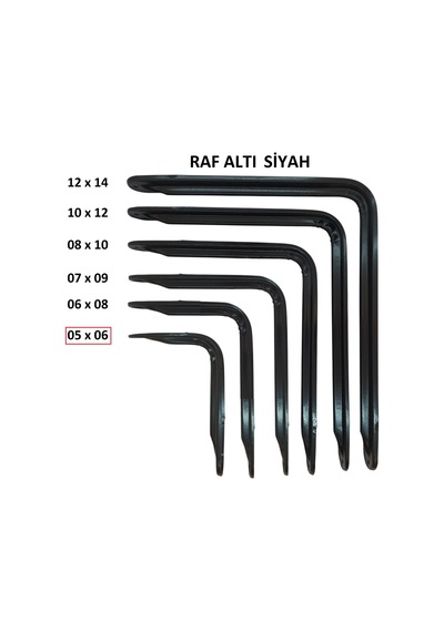 Metal Boyalı Lüx Siyah Raf Altı 5x6 - (2 Adet)