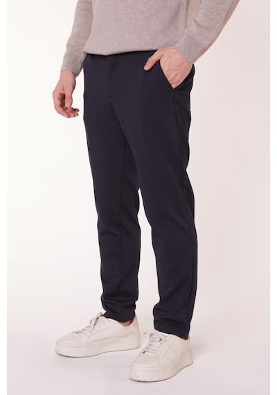 Braccas Erkek Yandan Cepli Beli Yarım Lastikli Slim Fit Chino Lacivert Pantolon Lacivert