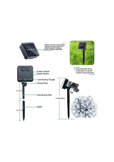 50 Top Ledli Solar Kristal Bahçe Dekorasyon Aydınlatma Sarı Işık Diğer