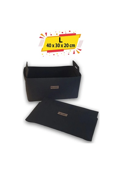 Organizer Kutu L Boy 2 Li Set 40x30x20 Cm Büyük Hacimli Dolap & Oda Düzenleyici Siyah